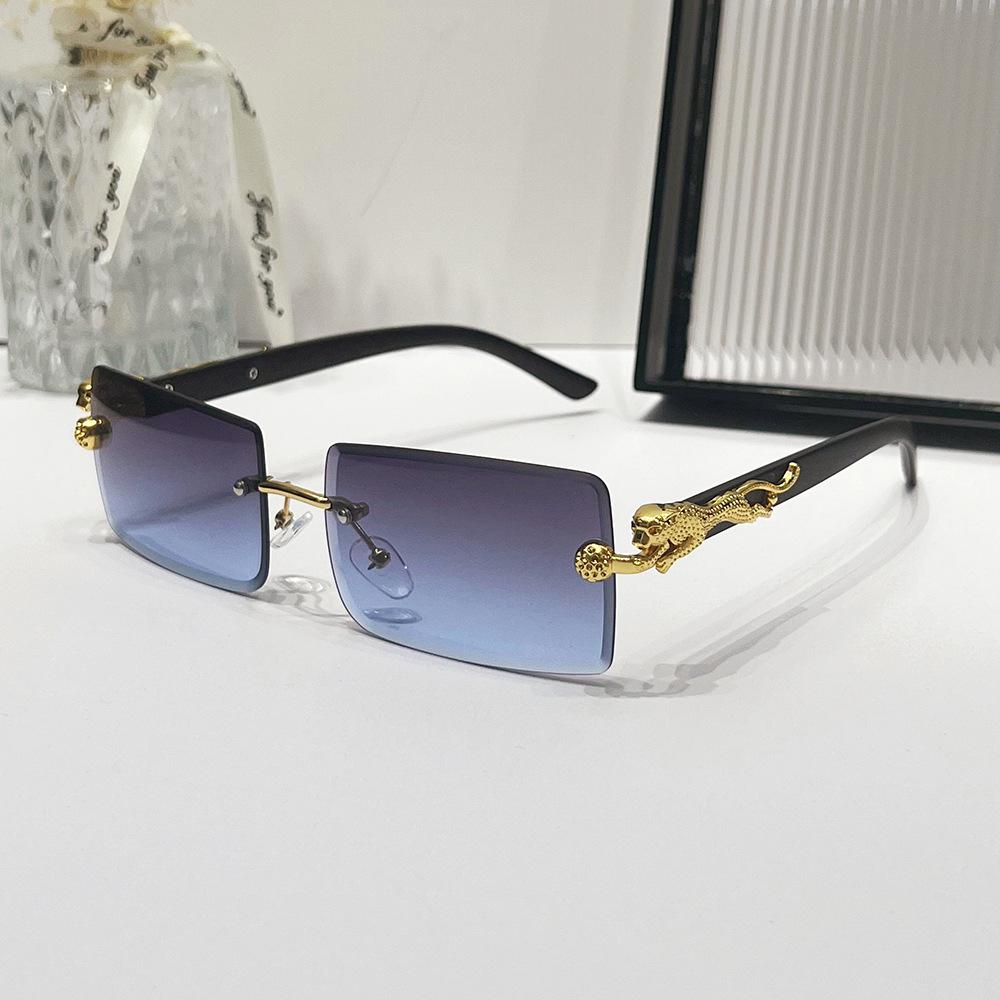 2024 Frameless Leopard Print Square Sunglasses – European & American Style