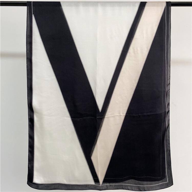 Silk Silk Scarf Women'S Spring, Summer, Autumn And Winter Georgi Satin Mulberry Silk V-Shaped Scarf Shawl Dual-Purpose Manufacturer Elegant