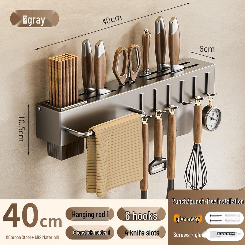Wall-Mounted Multifunctional Kitchen Knife and Chopstick Holder