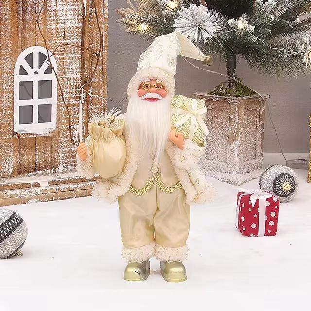 Santa Claus Standing Doll Hanging Decoration Plush Sled Skiing Santa Claus Christmas Tree Pendant Party Plush Decoration