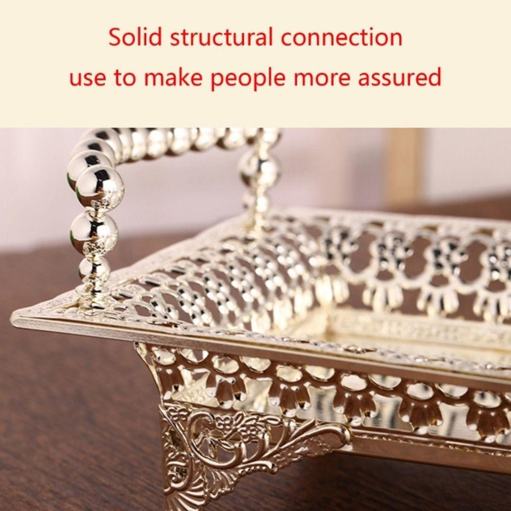 Iron Metal Fruit Tray Handmade Snack Storage Tray European Style Afternoon Tea Plate  Cake