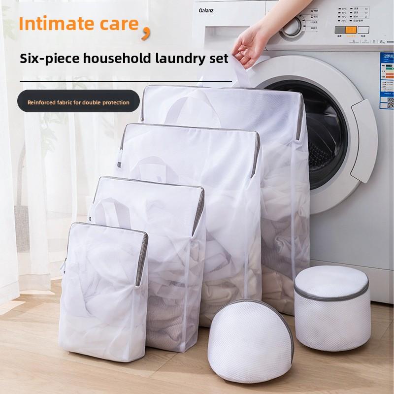 Three-dimensional Portable Honeycomb Mesh Zipper Laundry Bag for Household Washing Machines, Anti-deformation Mesh Bag