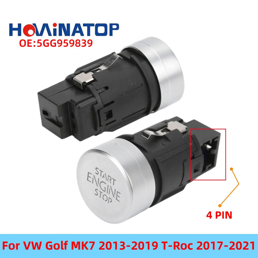 HOWINATOP 5GG959839 4Pin Engine Start Stop Button Switch For VW Golf MK7 2013‑2019 T-Roc 2017‑2021 OEM Replacement