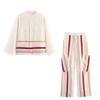Kaslead New Women clothes Western Style Fashion Contrast Color Stripe Shirts Trousers 8046220 8050222