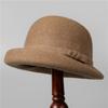 Premium Curled Woolen Hat Women's Retro Bow Bucket Hat Autumn and Winter Gold Wind Hat