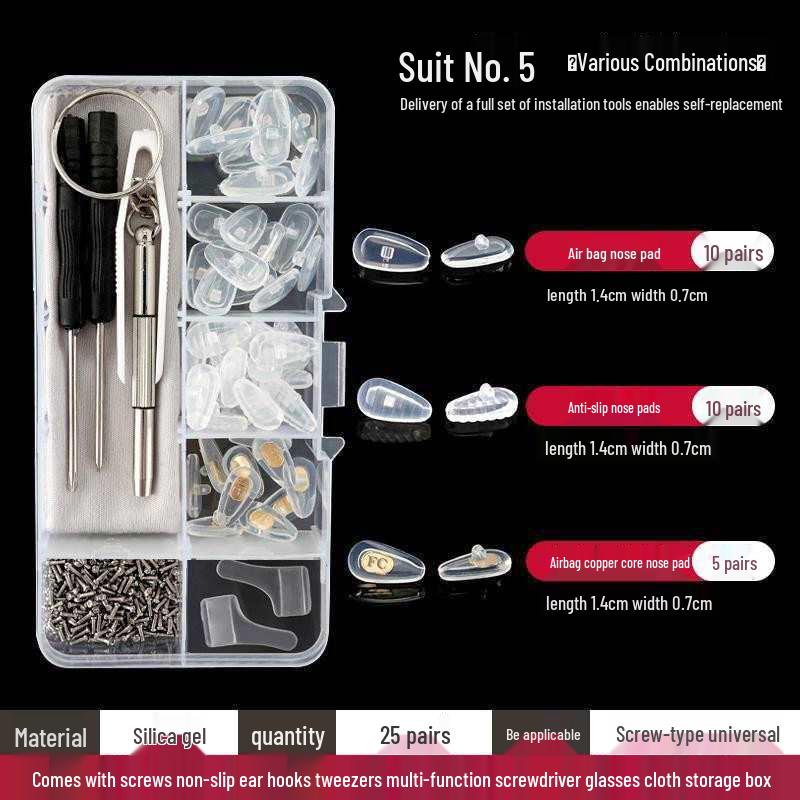 Eyeglass Repair Kit: Screwdriver Set, Nail Cutter, Nose Pads, Frameless Accessories