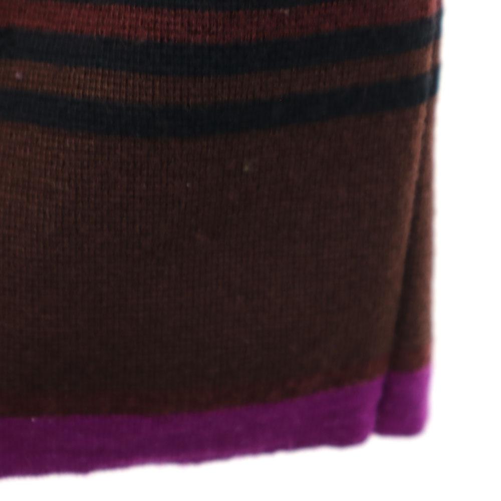 LANVIN Border Pattern Long sleeve knit cardigan 40 Brown etc Women Used