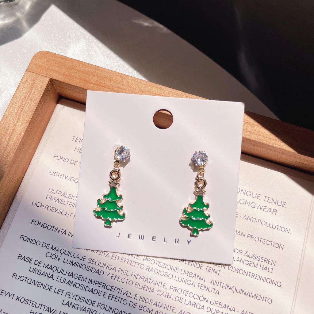 Cartoon Santa & Rentier Ohrstecker | Niedliche Weihnachts-Ohrringe aus S925 Silber für Mädchen