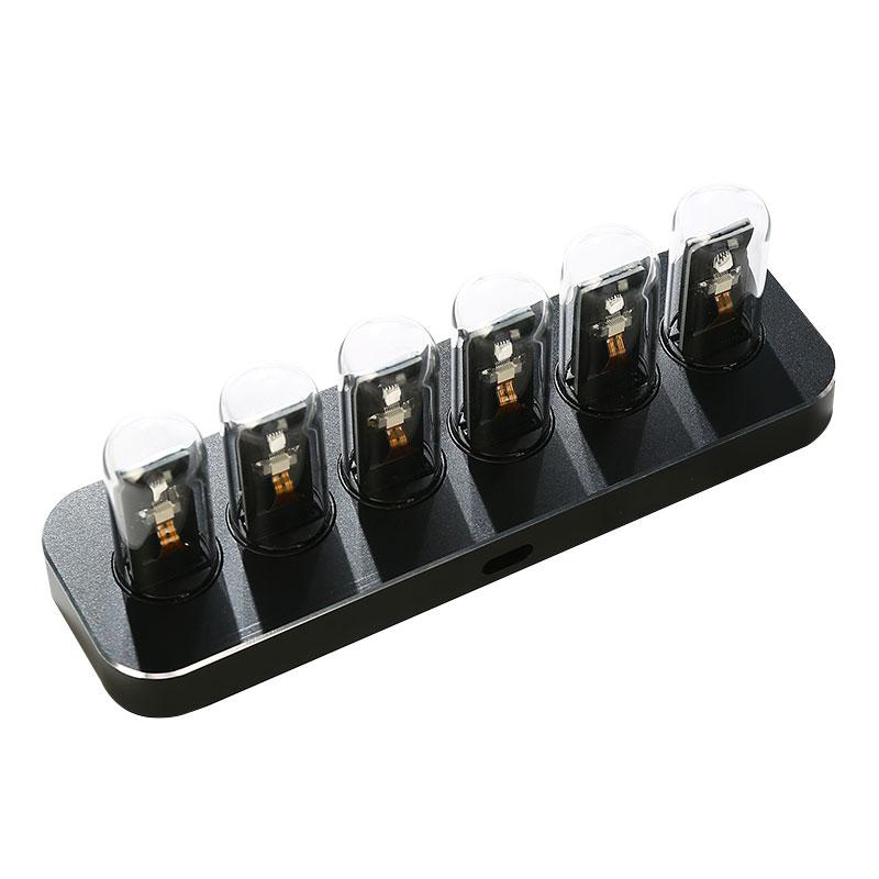 Handmade Electronic Nixie Tube Clock Nixie Tube Vintage Retro Nixie Clock Modern Display (Black,20*6.5*7cm)