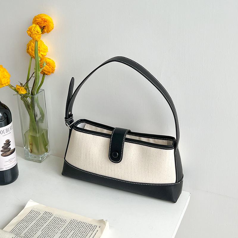 

Trend Women Bag Fashion New All-Match Canvas Patchwork Shoulder Underarm Bag Korean Version Urban Simple Ladies Handbag