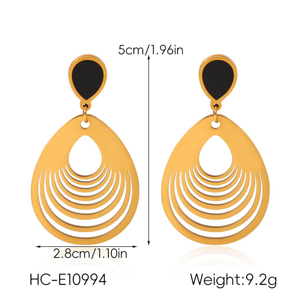 Wholesale 18k Gold Women's Niche Design Hollow Geometric Teardrop Earrings, Unique Fashion Drop Earrings