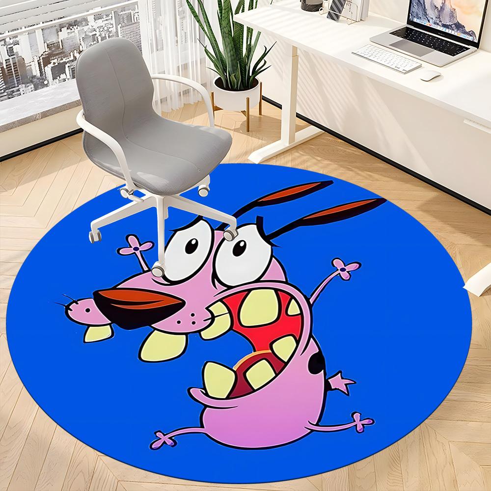 1pc Courage the Cowardly Dog Office Round Area Rug, Under Office Chairs Bedroom Living Room Home Decor A1016090
