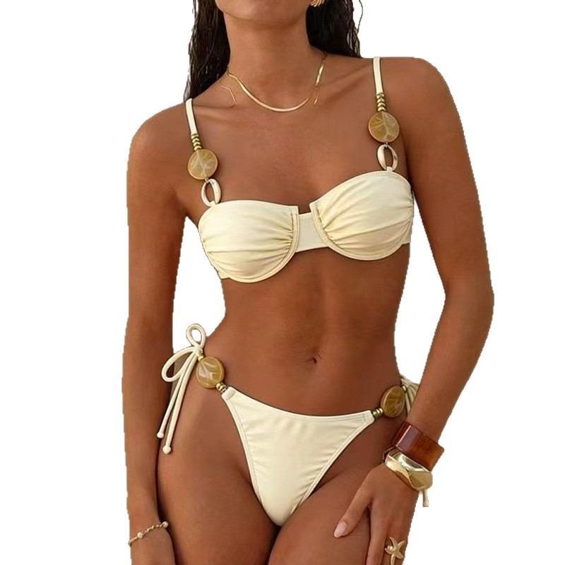 Damen S Sexy Neckholder Rückenfrei Unifarben Bikini-Set