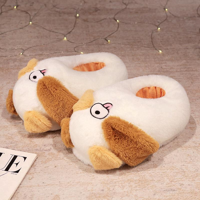 Fashion Women Home Floor Fluffy Slippers Winter Warm Shoes Cute Cartoon Animals Soft Faux Fur Couples Indoor House Bedroom Cotton Shoes