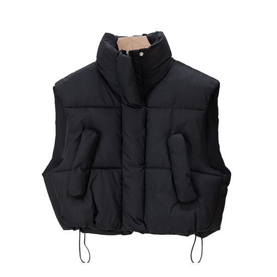 

Женский толстый теплый жилет осень-зима застежка-молния свободная куртка с карманами ветрозащитный стоячий воротник жилет для повседневной носки свиданий улица офис M