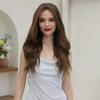 ALAN EATON 13*4 Lace Front Braune Kunsthaarperücken Ombre Wave Lace Wig Natürlich aussehende Perücke mit Babyhaar für den Alltag von Frauen