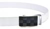 XsFireCow Stylish Black Leather with No for Business and Casual Wear White Golf Men's Auto-Lock Belt, Auto-Lock Buckle, Holes, 130cm, (02 Belt)