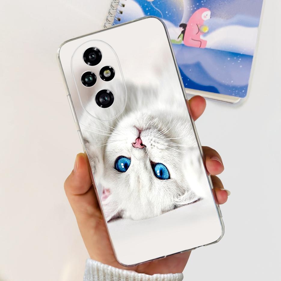 For Honor 200 Pro Case ELP-AN00 Cute Cat Painted Cover Clear Silicone Phone Case For Honor 200 Lite Honor200 Pro Soft TPU Fundas