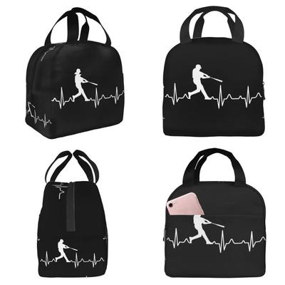 Baseball Player Heartbeat Insulated Lunch Bag for Women Office Cooler Thermal Food Box Tote Portable Lunch Boxes Container