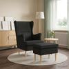 Armchair with Footstool 2 pcs Black Fabric