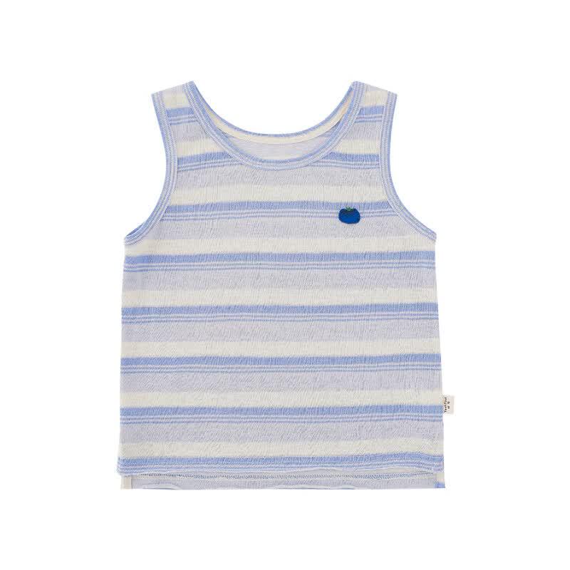 Girls Striped Knit Tank Top with Fruit Embroidery 150 cm