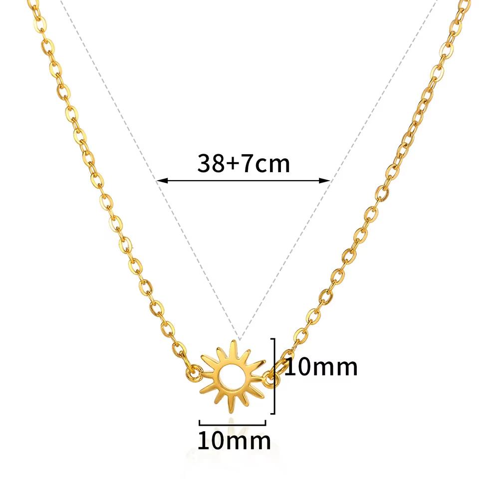 Stainless Steel Sun Pendant Necklace for Women Fashion Gold Color Zircon Charm Chain Necklaces Trendy Aesthetic Jewelry Gift