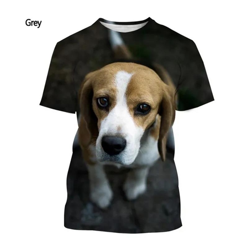 Summer New Fashion Men's  3D Printing T Shirts Animal Dog Beagle Casual Short-sleeved Street T-shirt Top Quality Tees