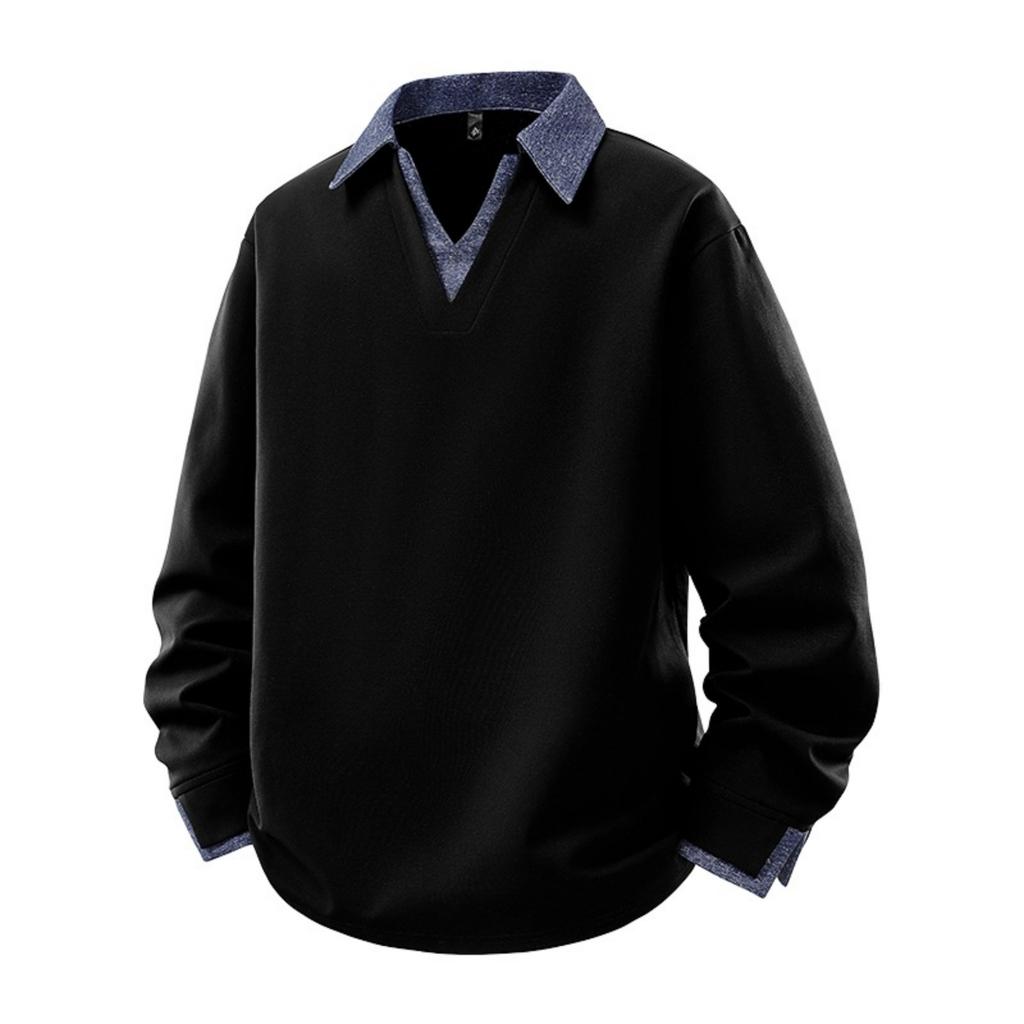 Men's Casual Color-blocking And Patchwork Style Two-piece Hoodie, Men's Loose Lapel Shirt Hoodie