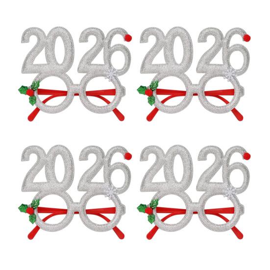 4ks Čelenka s ozdobou vločky, třpytivé číslo 2026, vlasová obruč, brýle, slavnostní vánoční párty doplněk