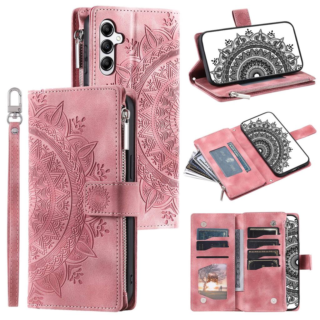 For Samsung Galaxy A32 A22 A12 A21S A71 A51 A31 A20E A50 A70 A40 A20 Wallet case with Zipper Credit Card Holder & Shoulder Strap