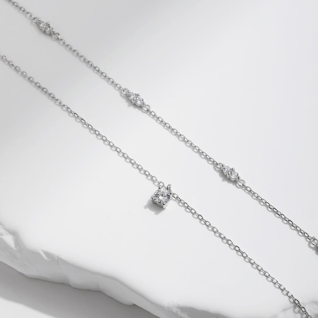 Moissanite D Color Double Layer Pendant Necklace 925 Sterling Silver Round Stylish Choker Necklace For Women Jewelry