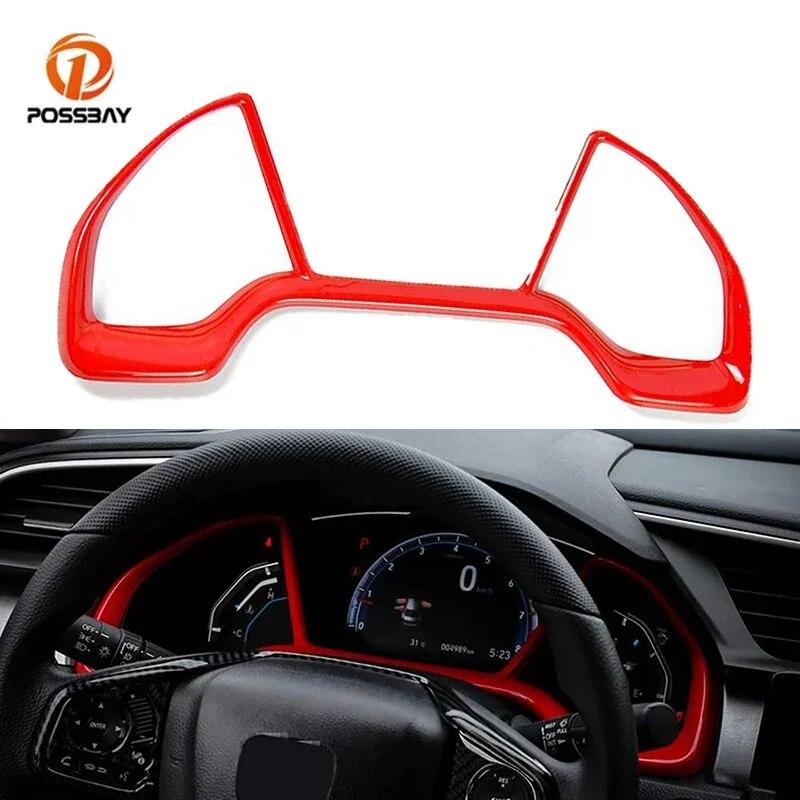 Car Dashboard Decor Frame Red Trim Sticker for Honda Civic 10th Gen 2016 2017 2018 2019 2020 2021 Auto Interior Accessories