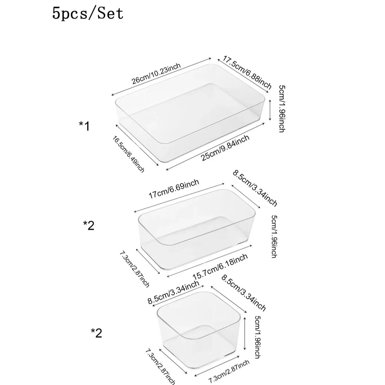 

5 шт./Набор Ящик для хранения Коробка для хранения Кухня Ванная комната Подносы для хранения Мелочи Держатель для ювелирных изделий Органайзер для макияжа Коробка Чехол для шкафа