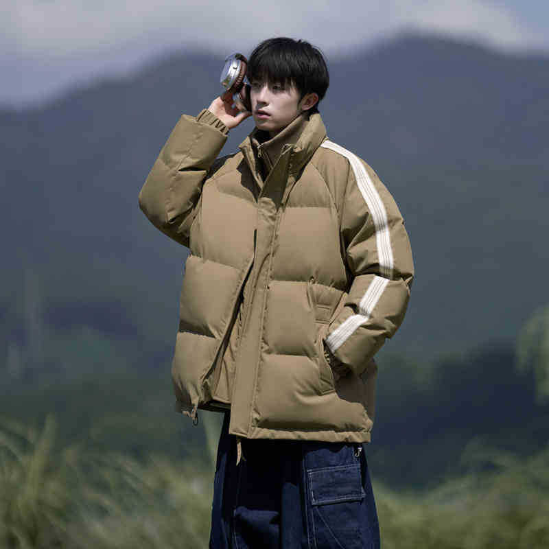 Fake two-piece stand-up collar cotton-padded jacket for men's winter 2025 new velvet and thickened cotton-padded jacket, warm cotton-padded