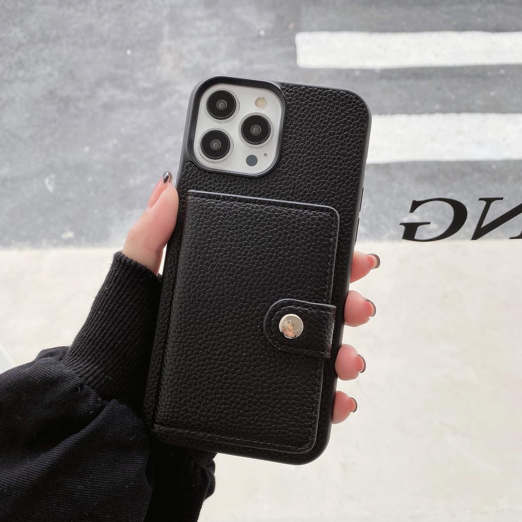 Applicable To Apple 14promax Mobile Phone Case iPhone13 Pro Lychee Pattern Left and Right Open Card Mobile Phone Case 12 Tide