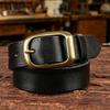 Men's Handmade Genuine Cowhide Leather Belt with Pin Buckle - Retro Casual for Students and Middle-aged Denim Styles