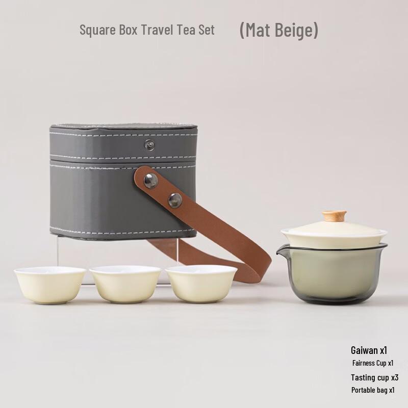 Minimalist Ceramic Portable Travel Tea Set (1 Pot, 3 Cups)