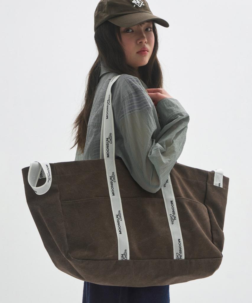 Moonsun M.C Logo Webbing 2-Way Shopper Bag / Brown