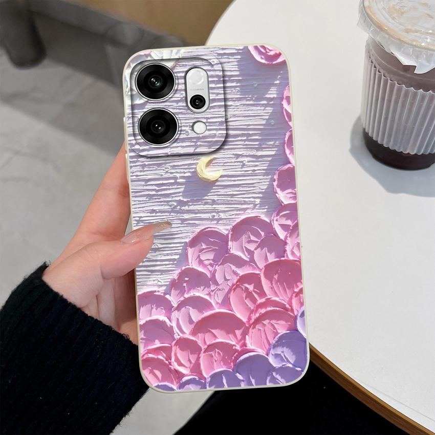 For Oppo Reno14 Pro 14F A5 A5X K13 Phone Cases Table Cartoon Cat Pattern Phone Case Camera Protection Shockproof Silicone Covers For Oppo Bumper Shell
