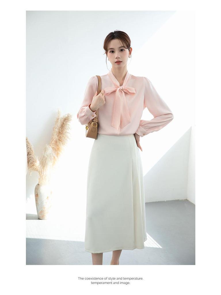 Women's High-End Chiffon Bow Tie White Shirt - 2026 Stylish Professional Luxury Top