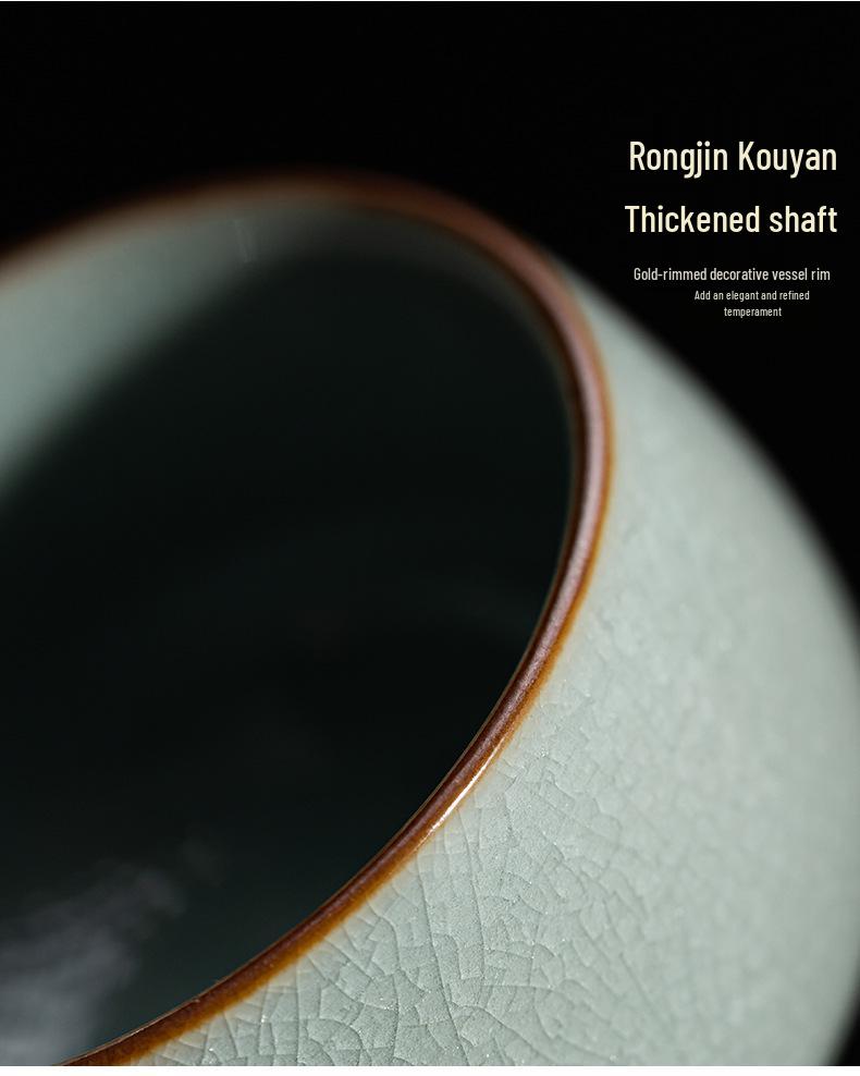 Ru Kiln Ice Flower Crackle Glaze Kung Fu Ceramic Tea Cup - Mastery In Personal Tea Tasting, Gift Box Included
