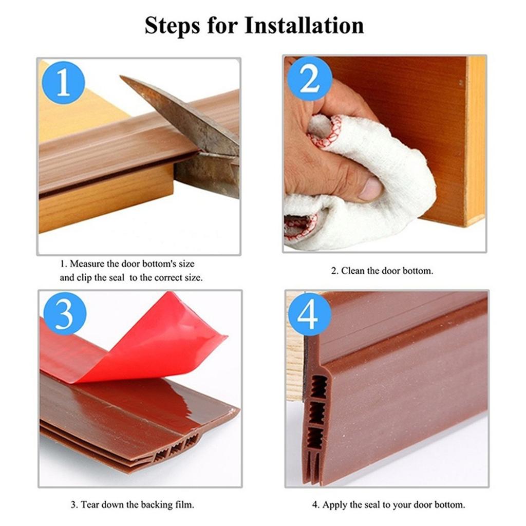 Door Bottom Seal Strip 1 Meter Length 50MM Wide Adhesive Weather Stripping Draft Stopper Soundproof Barrier for Home Office Garage