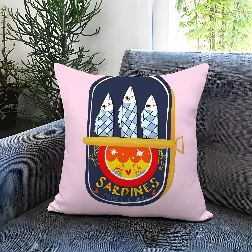 

POPULAR SS-Ssardine Cans Cushion Cover Comfortable Reversible Pillow Cover Ideal for Car Sofa Bedroom & Beyond 30cmx30cm