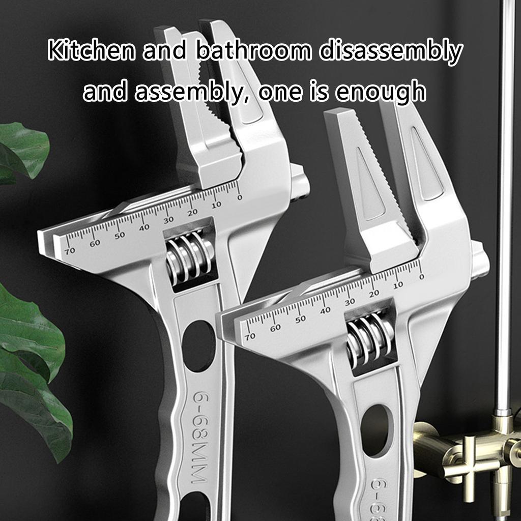 Adjustable Wrench Multifunctional Double Use Large Open End Wrench Household Open Bathroom Pipe Adjustable Wrench