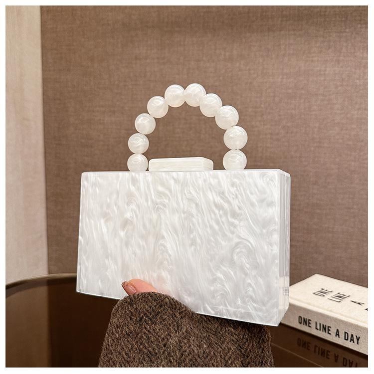 Acrylic Bag Beads Portable Shoulder Messenger Chain Box Bag Dinner Bag Direct Sale