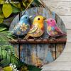 Rustic Colorful Birds Wooden Signs - Retro Circular Decorative Plaque - Ideal Hanging Ornament for Home Wall Club Cafe - Perfect for Room Decor