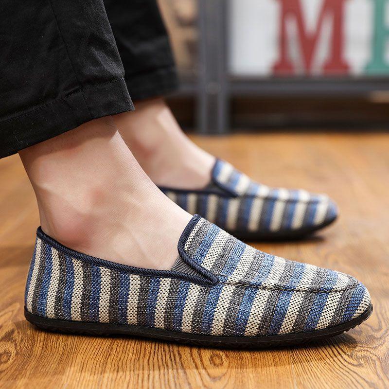 Loafers Shoes Men Slip-On Lightweight Men's Casual Canvas Shoes Summer Fashion Versatile One Step Lazy Shoes Driving Shoes Man
