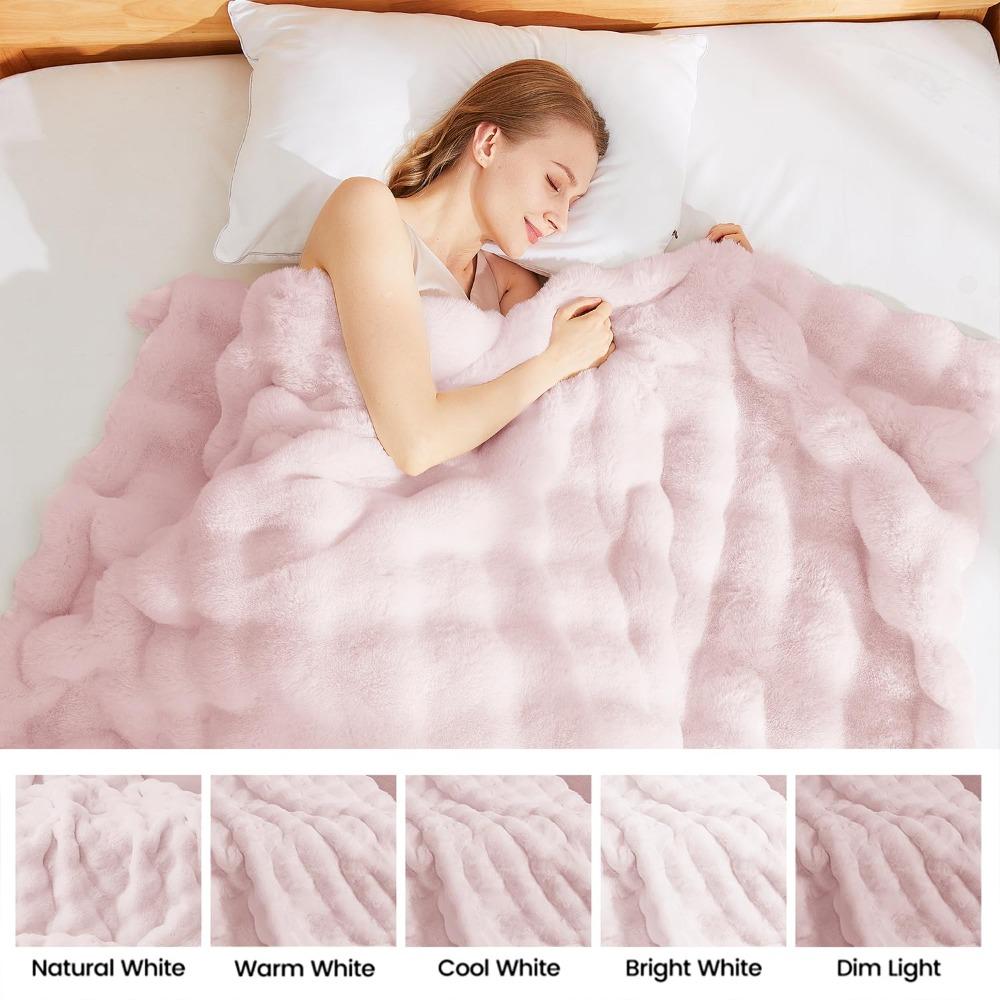 Double Sided Thickened Warm Soft Faux Rabbit Fur Bubble Plush Blanket Tuscany Style for Office Nap Sofa Throw Bedroom Decor Home