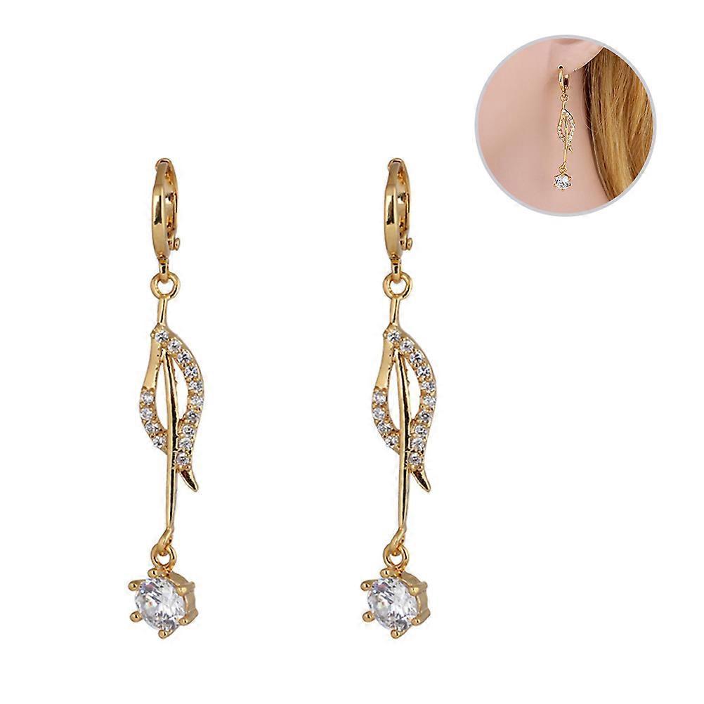 Women Earrings Zircon Simple Hollow Ear Rings 1Pair Gold Color