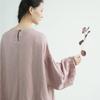 Johnature Women Vintage T-Shirts Puff Sleeve Solid Color Spring Loose Soft Casual Female Long T-Shirt